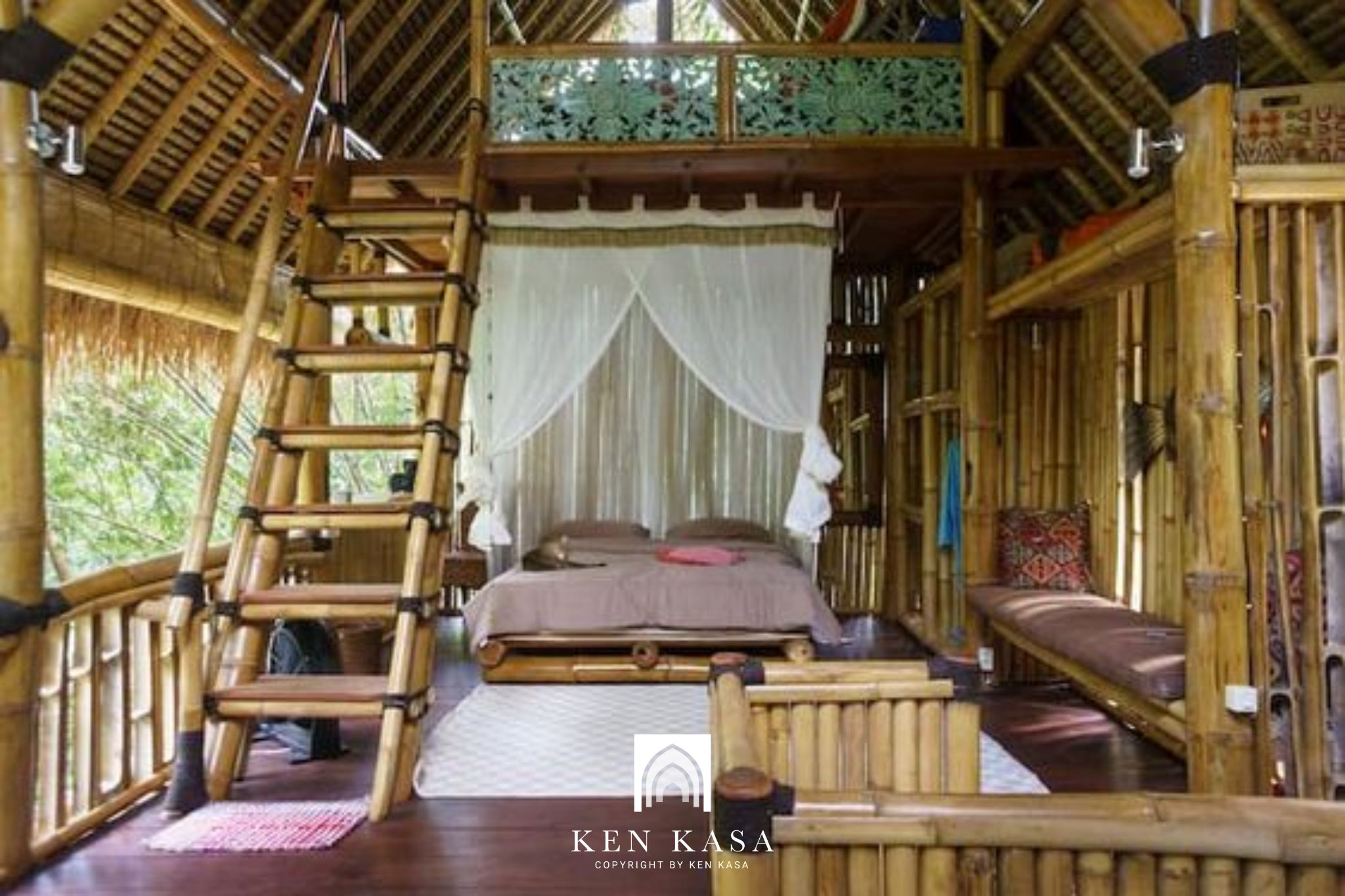 mẫu thiết kế phòng homestay đẹp kiểu nhà tre